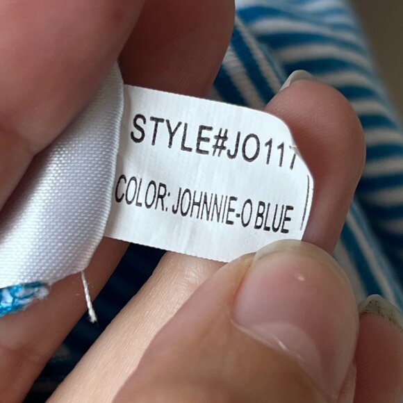 Johnnie-O Blue White Striped Polo Shirt Size L - Picture 6 of 6